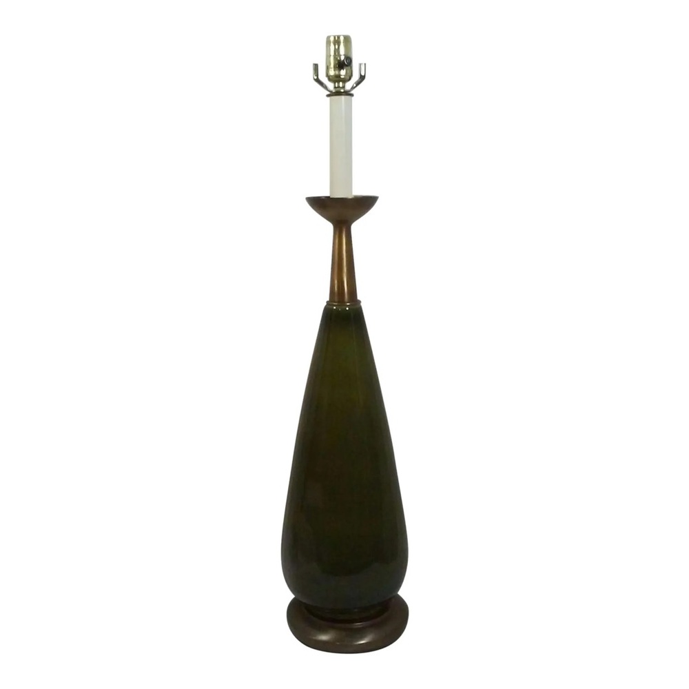 Olive Green Ceramic Table Lamp Tommi Parzinger Style